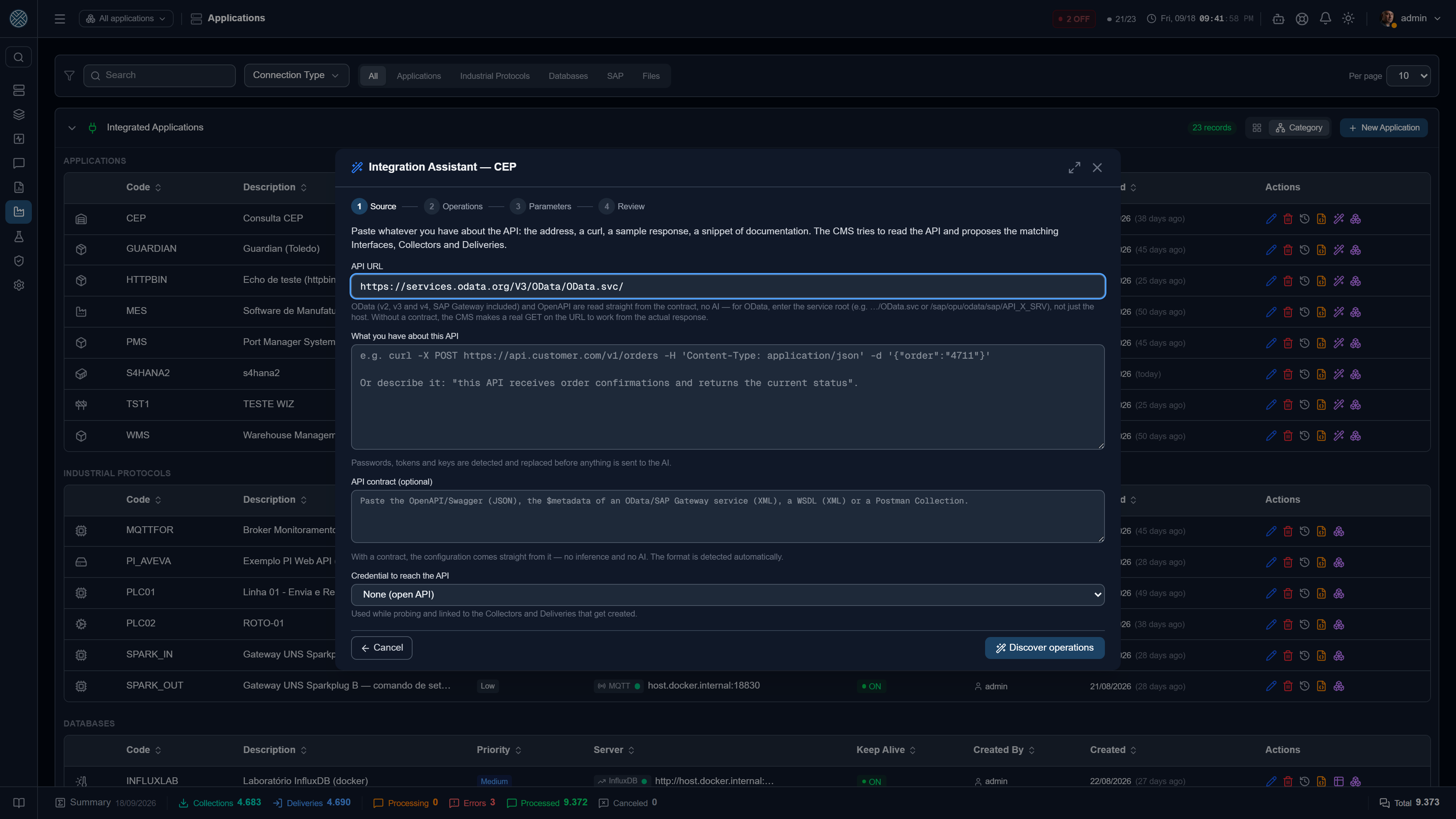 The assistant starts from a URL and proposes the operations, grouped by scenario