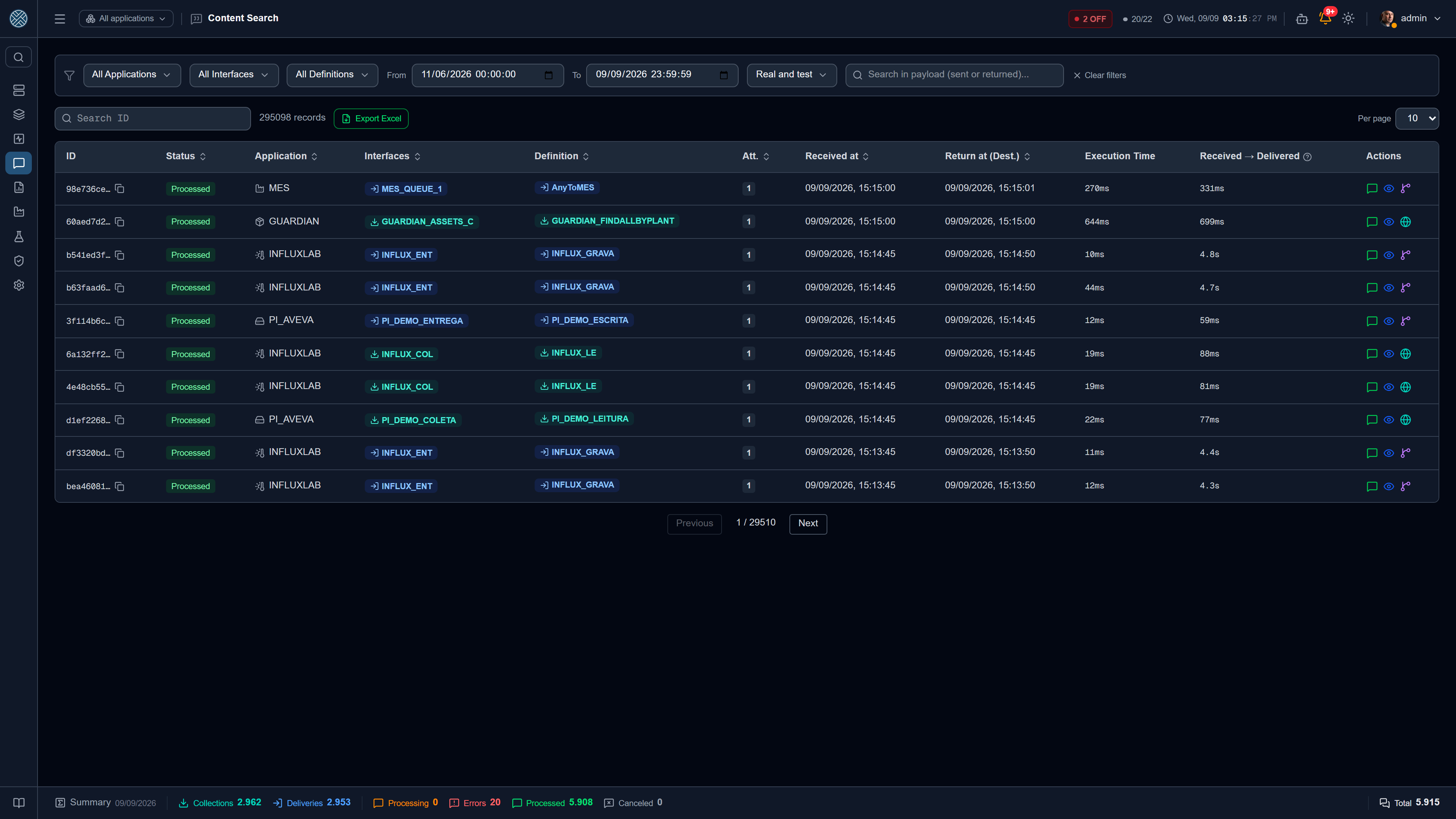 Search inside the message payloads